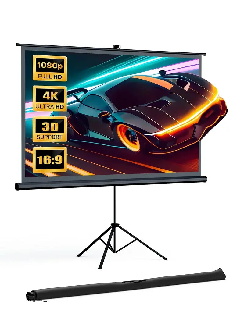 120-Inch 4K HD Projector Screen with Wrinkle-Free Surface and Adjustable Floor Stand