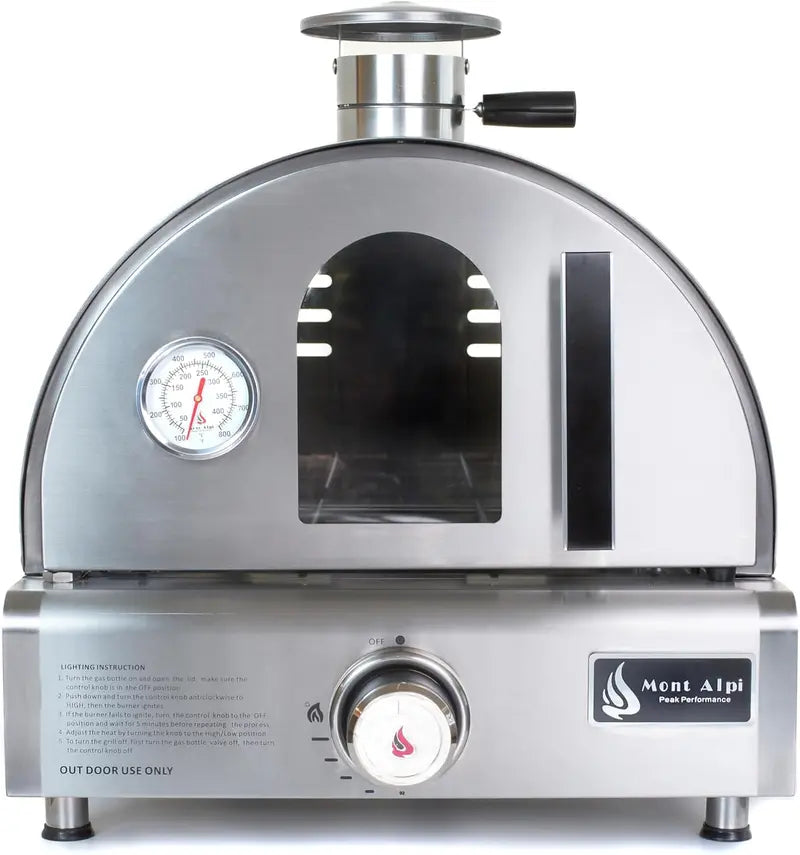 12000 BTU Portable Multi-Fuel Pizza Oven for Outdoor Cooking ¨C Stainless Steel Countertop Grill with Baking &amp; Roasting Capabilities, Includes Pizza Stone