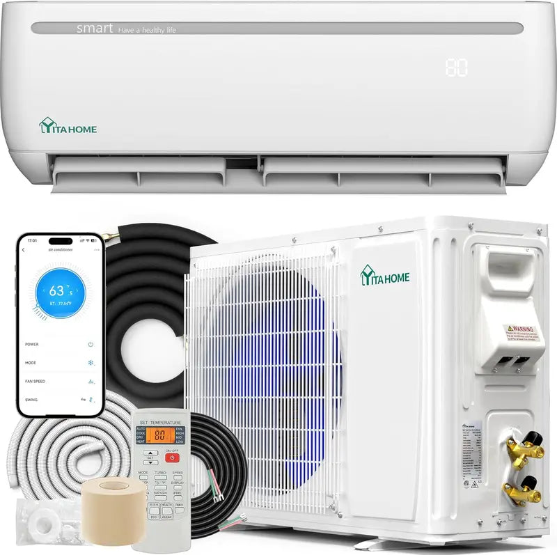 12,000 BTU Wifi-Enabled Mini-Split AC &amp; Heat Pump ¨C 20 SEER2 Inverter Ductless System, 115V, Cools up to 750 sq ft, Alexa Compatible