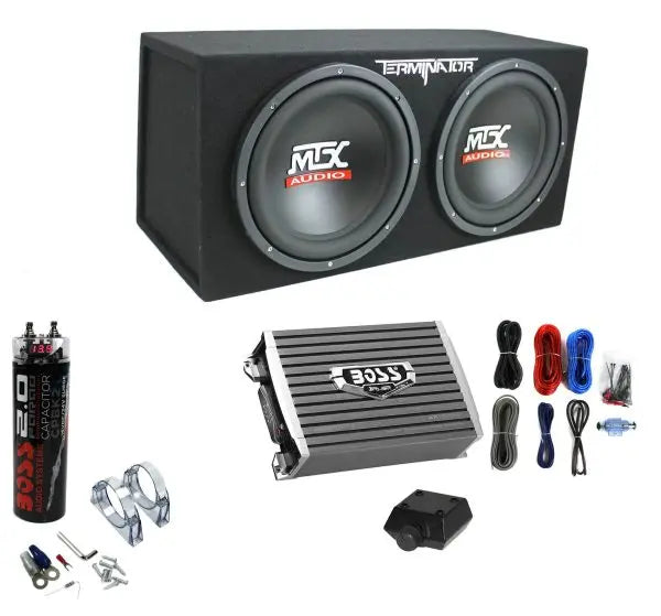 1200W Dual Subwoofer Enclosure System ¨C Includes 1500W Amplifier &amp; Capacitor for Enhanced Bass Performance