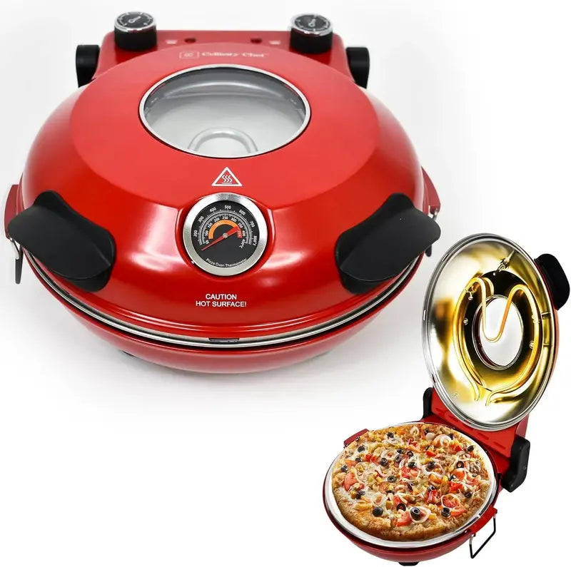 1200W Electric Pizza Oven ¨C Ceramic Stone Baking, Viewing Window, Timer &amp; Adjustable Temperature Control
