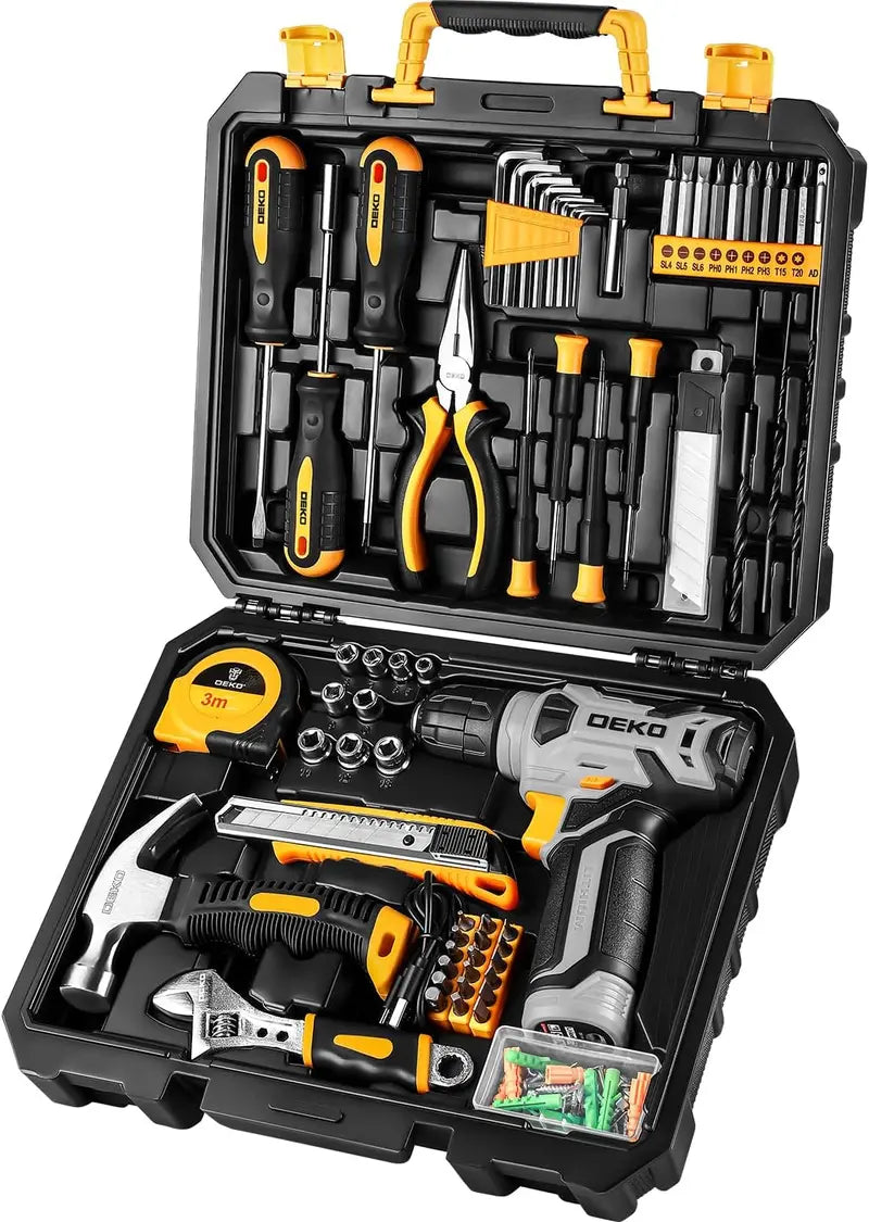 126-Piece Cordless Drill Tool Set ¨C 8V DIY Home Repair Kit with Storage Toolbox for Men and Women