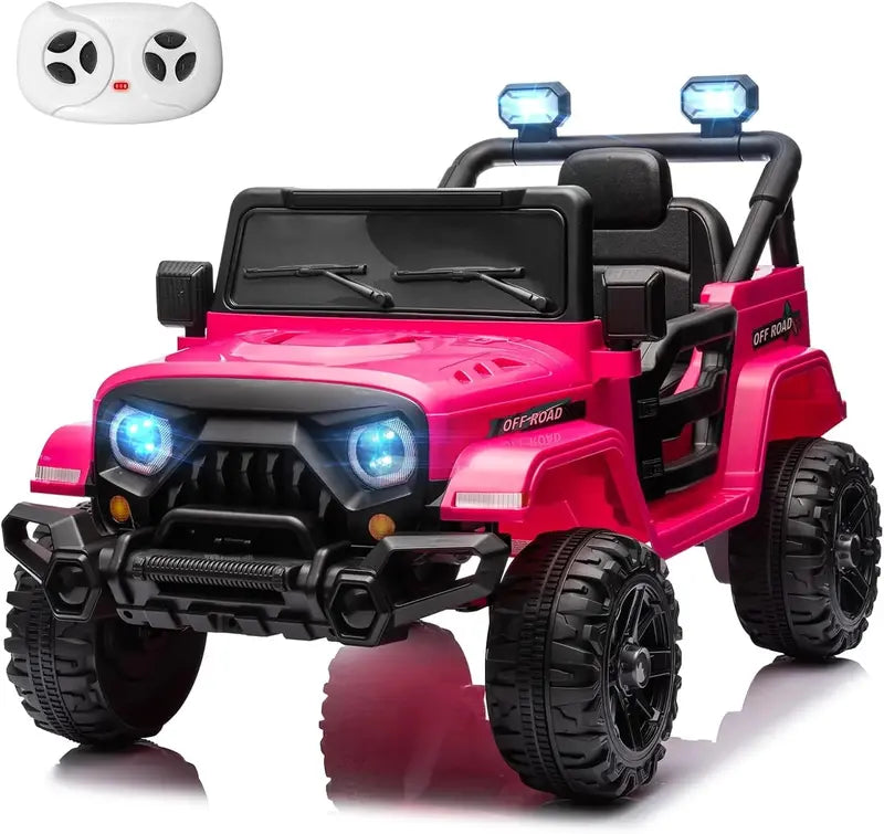 12V Kids Electric Ride-On Truck ¡ª Remote-Controlled, Twin 35W Motors, 3.5 MPH Max Speed, Bluetooth Speaker, LED Lights, Safety Belt
