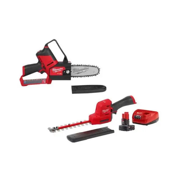 12V Lithium-Ion Pruning Saw &amp; Hedge Trimmer Combo ¨C Brushless Cordless Hatchet Kit with M12 Accessories