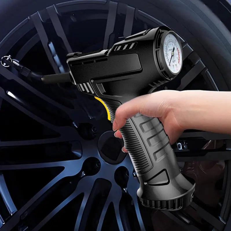 12V Portable Tire Inflator with Built-In Emergency LED Flashlight