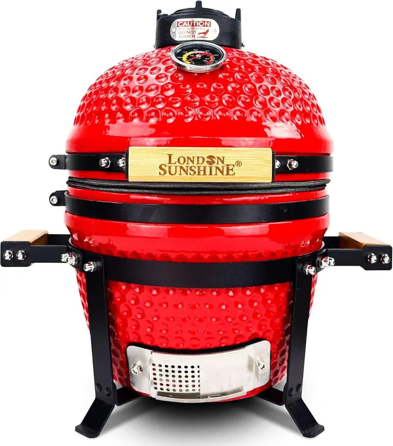 13-Inch Ceramic Kamado Charcoal Grill ¨C Compact Portable BBQ in Classic Red