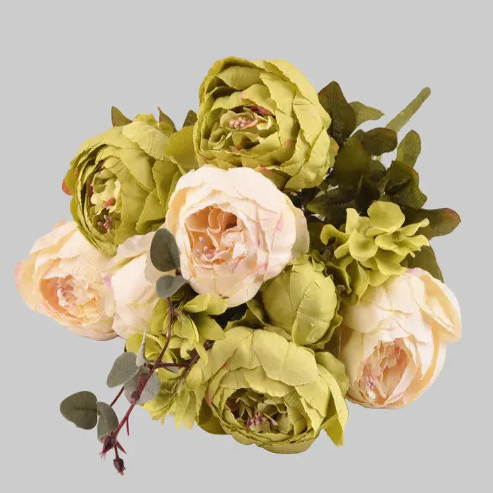 13-Piece Luxury Silk Peony Bouquet ¨C European-Style Core-Spun Arrangement (47 cm)