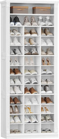 13-Tier Wooden Shoe Cubby Cabinet ¨C Vertical Tall Organizer with Open Compartment Design
