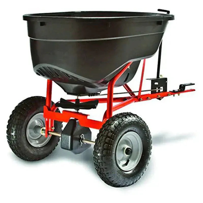 130-Lb Tow-Behind Broadcast Spreader for Lawn Fertilizer and Seed Distribution