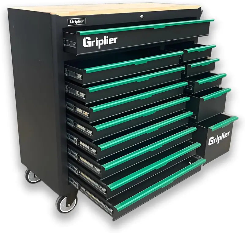 14-Drawer Rolling Tool Chest with Wooden Workbench ¨C Heavy-Duty Steel Cabinet