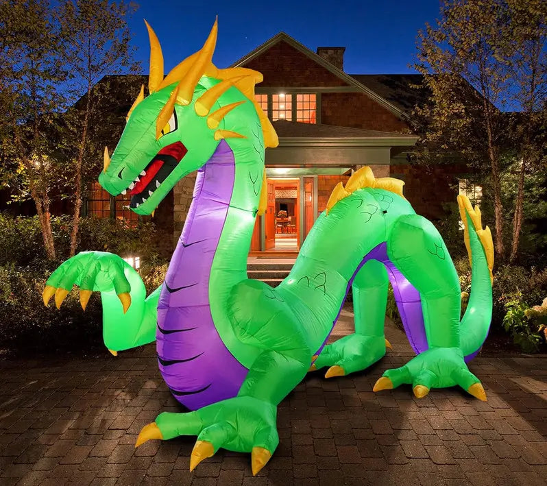 14-Foot Giant Inflatable Dragon ¨C Outdoor Halloween Yard Decoration with Built-In Fan