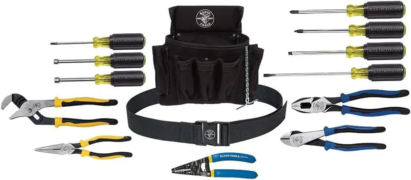 14-Piece Professional Tool Kit with Pouch and Belt ¨C Designed for Linemen, Journeyman Electricians, and Homeowners