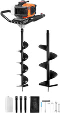 1450W Gas-Powered Post Hole Drill ¨C Includes 6″ &amp; 10″ Bits and Three Extension Rods ¨C Orange/Black