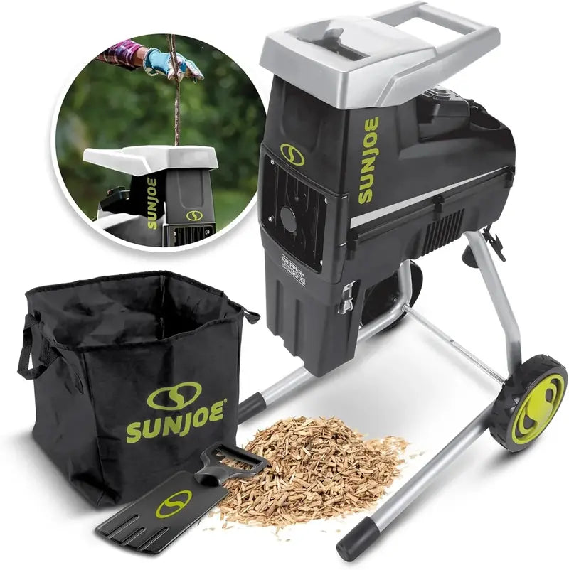 15-Amp Electric Wood Deburrer &amp; Chopper ¨C 1.7″ Max Cutting Diameter, Safety Hopper, Green Housing