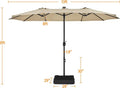 15-Foot Solar-Powered Rectangle Patio Umbrella with 36 LEDs and Crank Lift