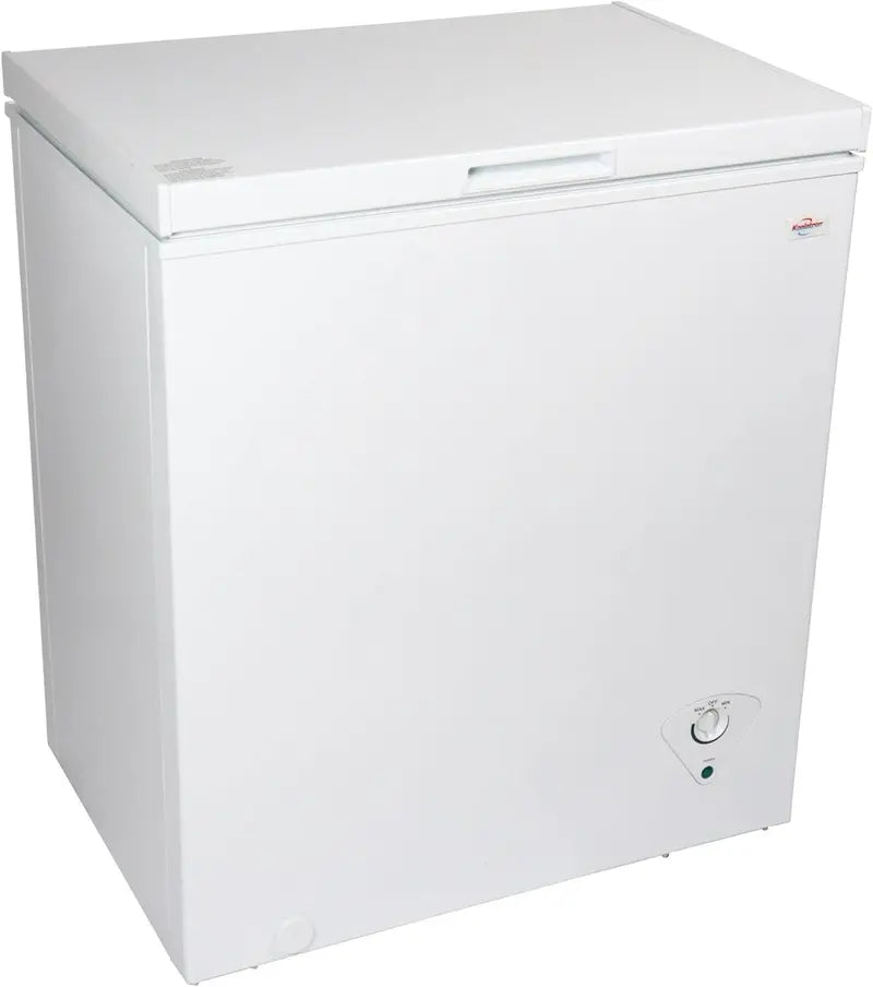 155L Manual-Defrost White Deep Freezer ¨C Space-Saving Flat-Back Design, Stay-Open Lid, Front Drain, Ideal for Small Spaces