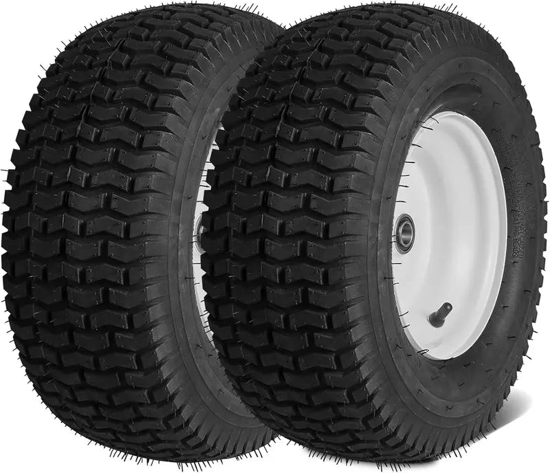 15¡Á6-6″ Turf Pneumatic Lawn Tractor Tires ¡ª 2-Pack with 3″ Centered Hub, 3/4″ Bushing &amp; 16 Adapters for Riding Mowers
