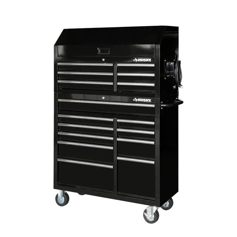 16-Drawer Tool Chest and Cabinet Combo ¨C 41″ Gloss Black Heavy-Duty Storage System for Mechanics and DIYers