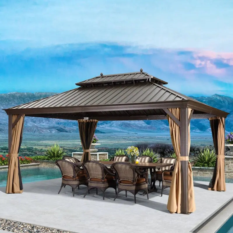 16 ft W ¡Á 12 ft D Aluminum Patio Gazebo with Rust-Resistant Frame