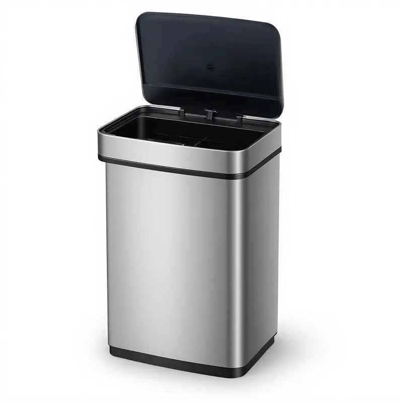 16-Gallon Dual-Compartment Automatic Trash Can with Stainless Steel Finish and Motion Sensor