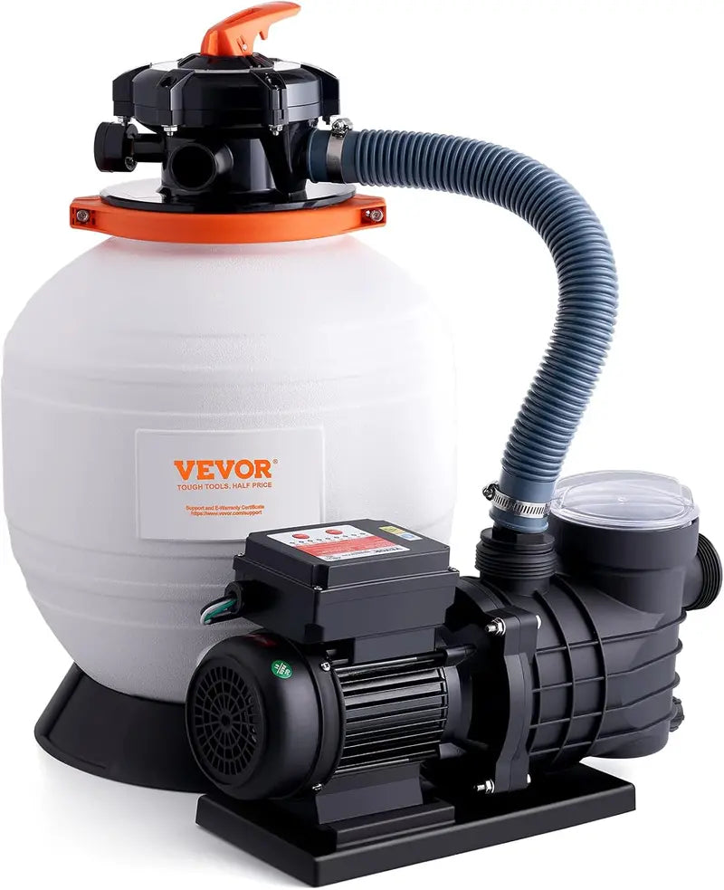 16-Inch Sand Filter Pump System for Inground/ Above-Ground Pools ¨C 1 HP, 3500 L/min, 6-Way Valve &amp; Filter Basket Kit