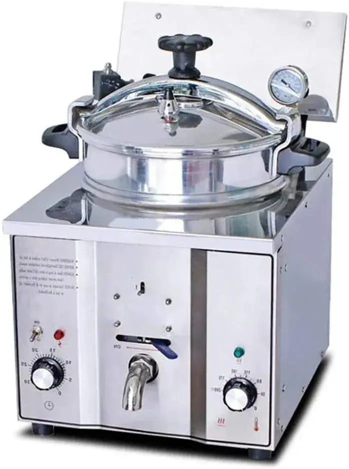 16-Liter Commercial Electric Pressure Fryer ¨C Stainless Steel Countertop Unit for Chicken and Seafood