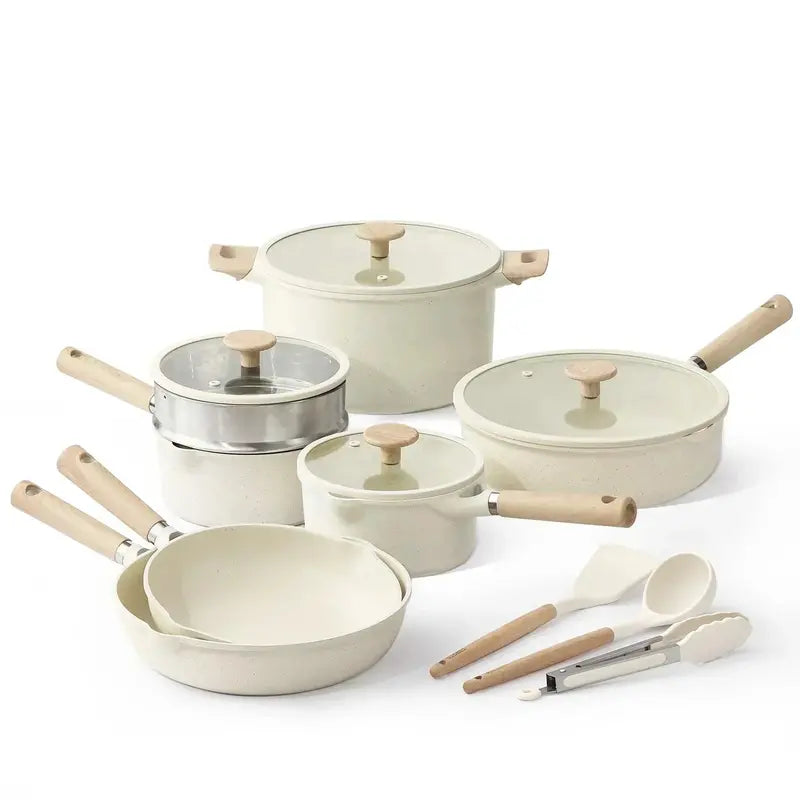 16-Piece High-Capacity Granite Nonstick Cookware Set ¨C Complete Kitchen Bundle