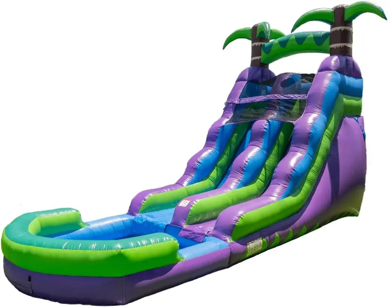 16′ Tropical Water Slide ¨C Inflatable Commercial-Grade Slide with Integrated Pool, Blower Included (Wet/Dry Use)