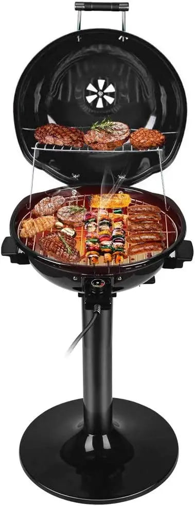 1600W Indoor/Outdoor Electric Grill for 15 People ¨C Portable Double-Layer Design