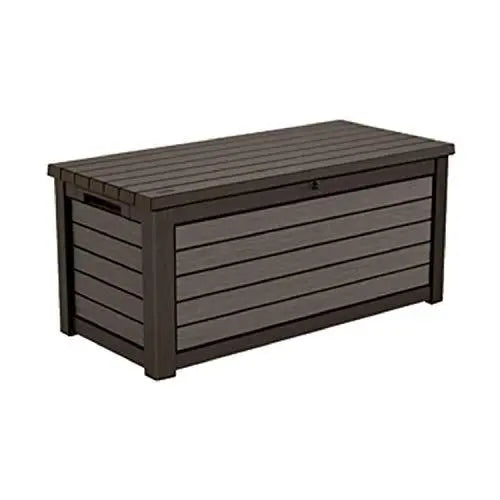 165-Gallon Weatherproof Brown Resin Deck Storage Box for Outdoor Use