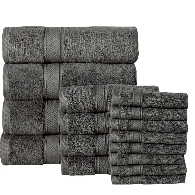 16PC Bath Towel Set (4 Bath, 4 Hand and 8 Wash) – Grey, Addy Home Best Value
