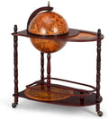 16th-Century Italian-Style Wine Bar Stand ¨C 34-Inch Wood Globe Rack with Expanded Bottle Shelf