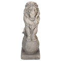 17.75″ Sitting Lion on Ball Pedestal Outdoor Garden Statue