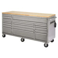 18-Drawer Mobile Workbench ¨C 72-Inch Length with Solid Wood Top and Stainless Steel Frame