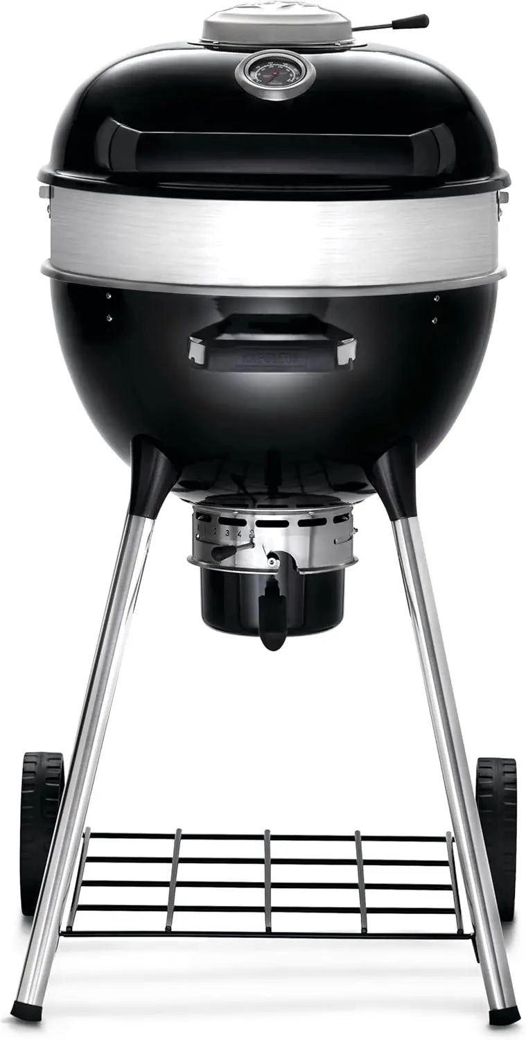 18-Inch Charcoal Kettle Grill with Stainless Steel Spacer Ring, 240 sq in Cooking Surface, and All-Terrain 7″ Wheels