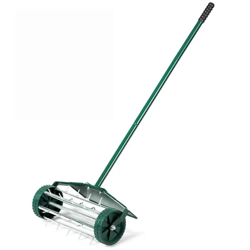 18-Inch Rotary Lawn Aerator ¨C Push-Style Spike Tine Tool with 40.5-Inch Handle and Fender