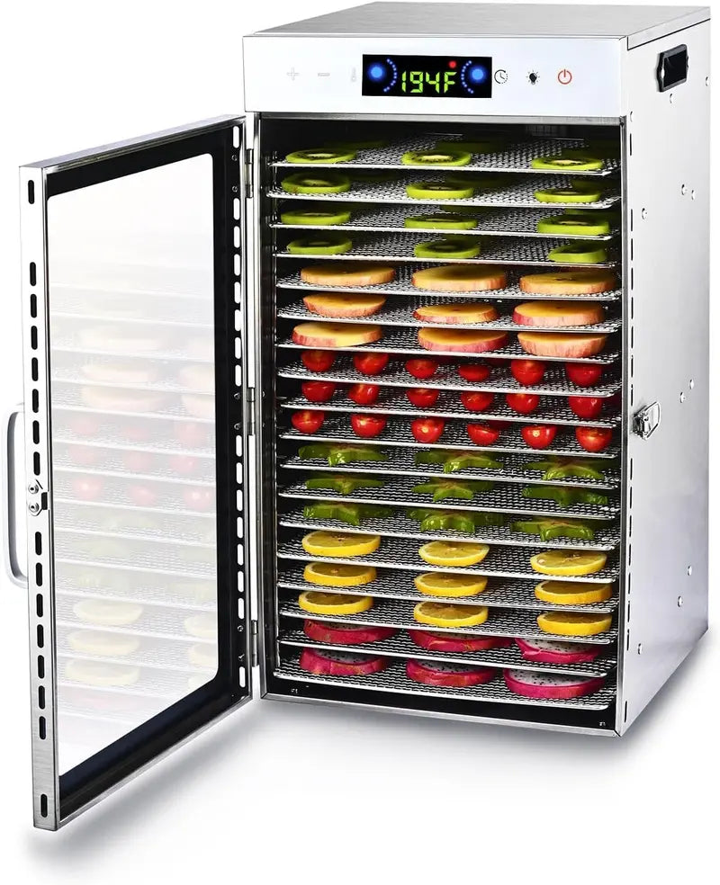 18-Tray Touchscreen Food Dehydrator ¨C Stainless Steel Dryer with Precise Temp/Timer Control for Jerky, Fruits, Herbs, Vegetables &amp; More