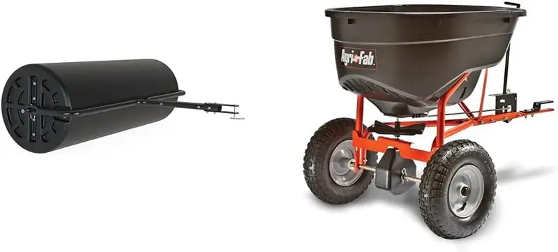 18″ x 48″ Poly Lawn Roller with Steel Frame | 550-Lb Capacity Tow-Behind Drum Roller for Tractors | Includes Water Fill Plug &amp; Drain Cap
