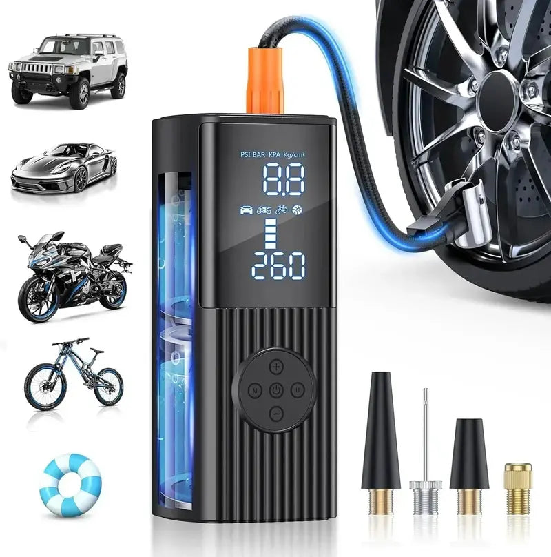180 PSI Portable Air Compressor with LED Light and Precision Pressure Monitoring