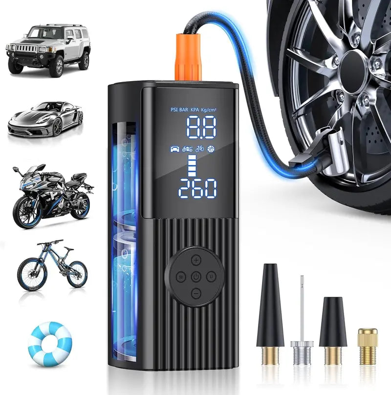 180 PSI Portable Tire Inflator ¨C 25000mAh Battery, LED Light &amp; Rapid-Inflation Air Pump for Cars, Bikes &amp; More
