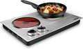 1800W Dual-Zone Ceramic Hot Plate ¨C Infrared Countertop Cooktop with Independent Controls, Tempered Glass Surface, Silver &amp; Stainless Steel Finish