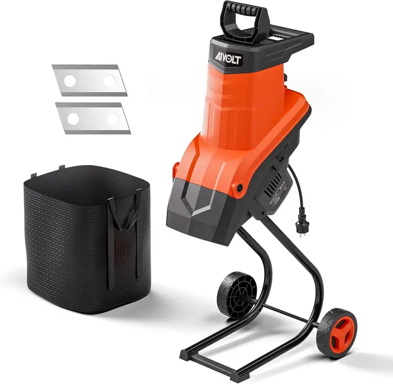 1800W Electric Wood Chipper Shredder ¨C 45 mm Cutting Capacity, Onboard Collection Bag, Composting &amp; Yard Cleanup Tool