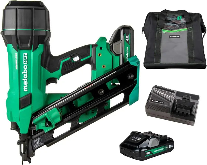 18V Brushless Tape Measure Nail Gun Kit ¨C 30¡ã Angle, 2″¨C3.5″ Nail Capacity, Includes 4.0Ah Battery