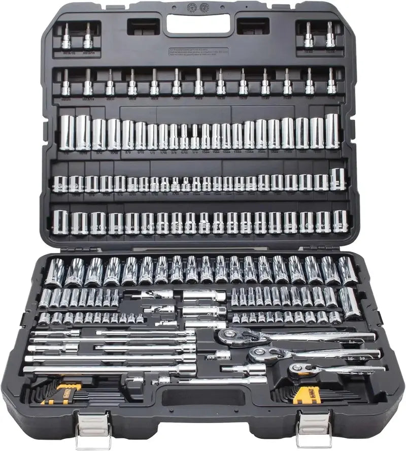 192-Piece Professional Mechanics Tool Set ¨C Comprehensive SAE/Metric Collection with 1/4″, 3/8″, and 1/2″ Drive Ratchets, Sockets, and Accessories