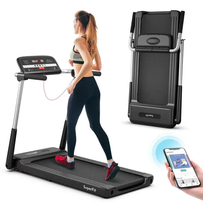 2.25 HP Compact Folding Treadmill ¨C Superfit Model with LED Display &amp; Smart App Control