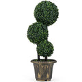 2.5-Foot Artificial Boxwood Topiary ¨C Evergreen Faux Potted Plant (Half-Pack)