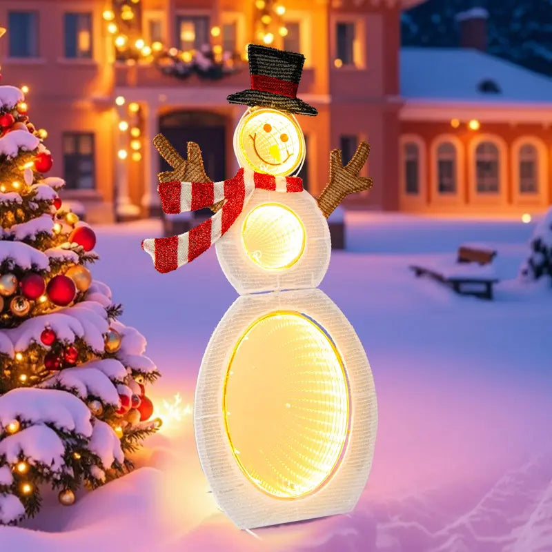 2.6-Foot 2D Lighted Snowman ¡ª Pre-Lit Decoration Featuring Three Infinity Mirror Effects