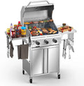 2-Burner Propane BBQ Grill with Cast Iron Grates &amp; Frying Pan Combo Set