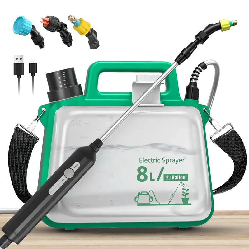 2-Gallon Telescoping-Wand Electric Garden Sprayer ¨C 3 Nozzle Options, 2500mAh Rechargeable Battery