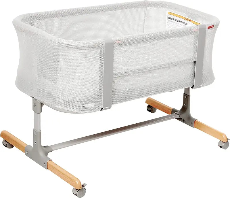 2-in-1 Bedside Bassinet &amp; Sleeper ¨C Cozy, Adjustable Infant Bassinet with Bedside Mode, Grey Fabric